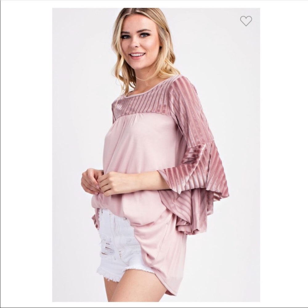 💖Beautiful ShadowVelvet Bell Sleeve Top 1- L left - Picture 6 of 8